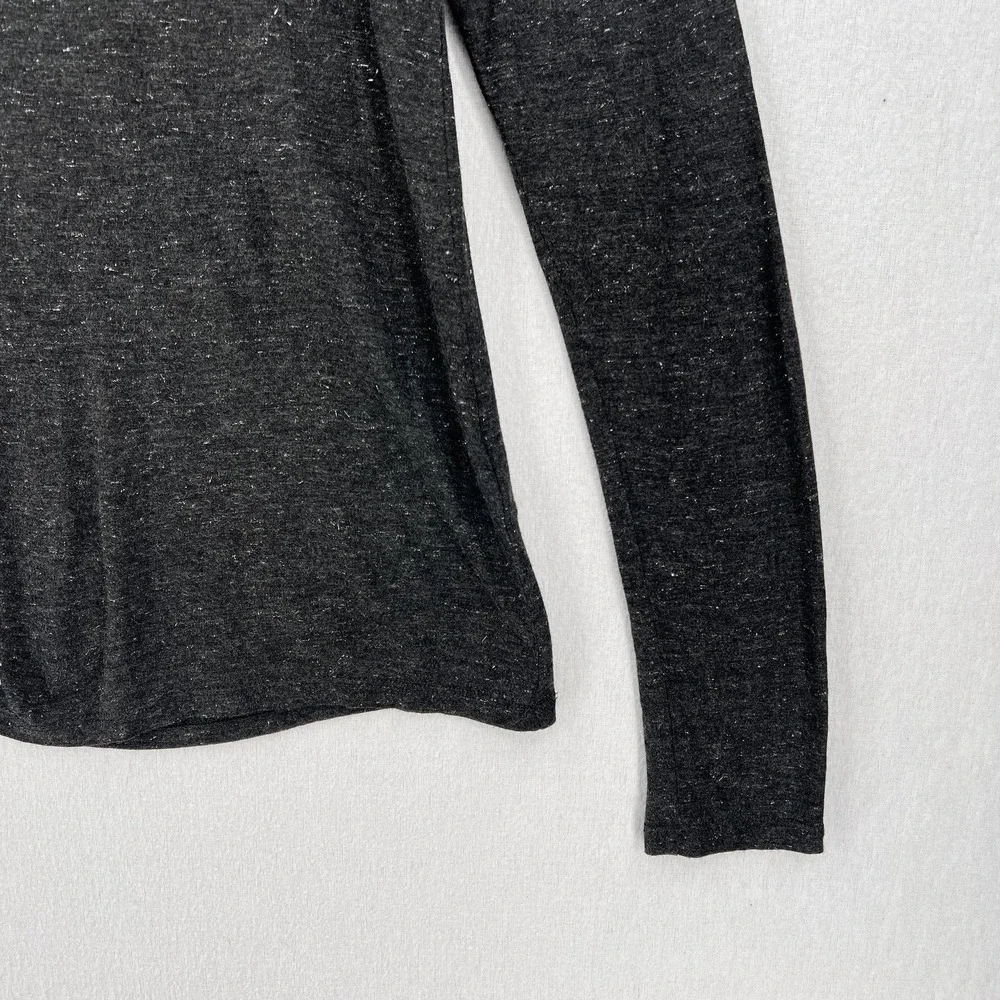 ALLSAINTS Esme Shimmers Tee Womens Large Charcoal Gray Silver Long Sleeve Crew - Picture 8 of 15